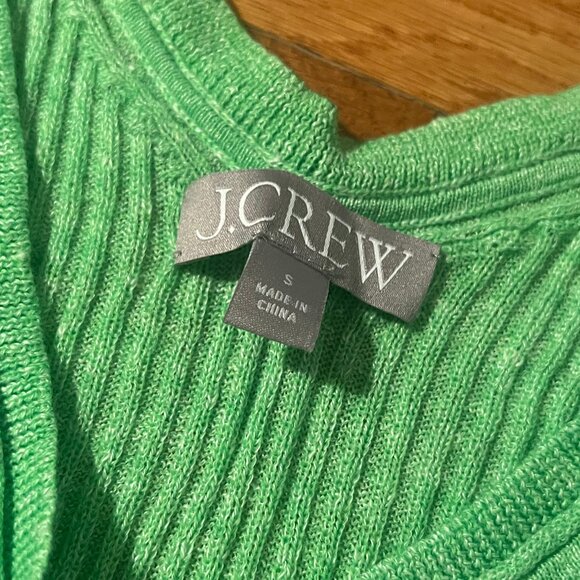 JCrew V-Neck Neon Green Heather Rib Sweater Tank Top - Picture 3 of 4